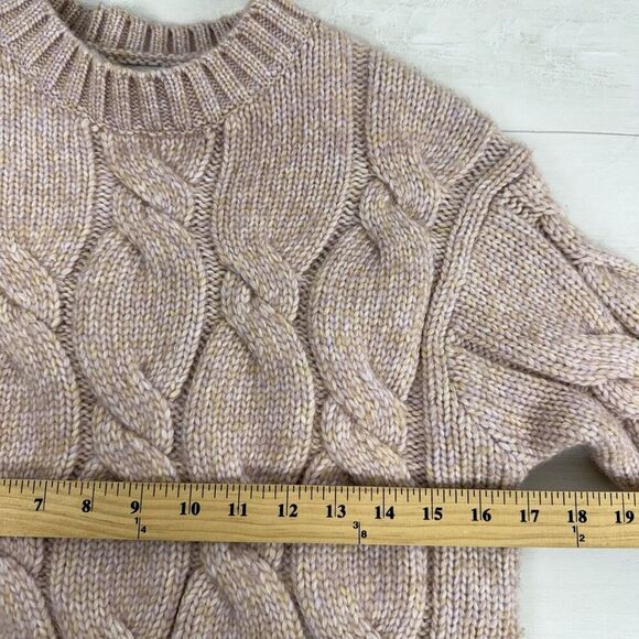 Evereve Sweater Women XS Pink Chunky Cable Knit Modern Pullover Wool Blend - Picture 12 of 15